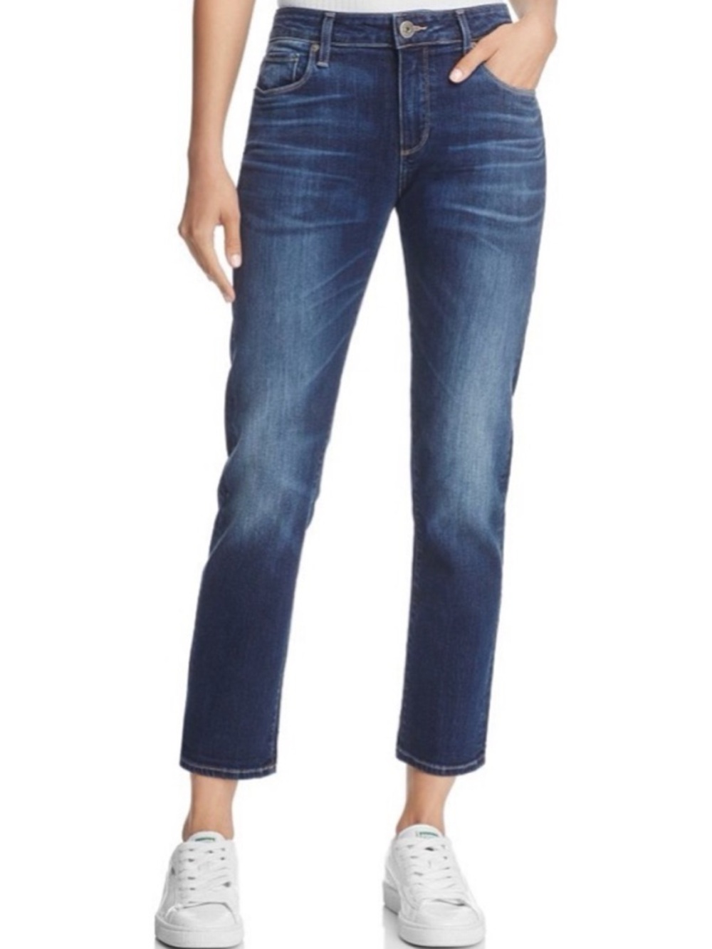 PAIGE Brigitte High Rise Cropped Straight Leg Jeans in Enchant Size 32 EUC